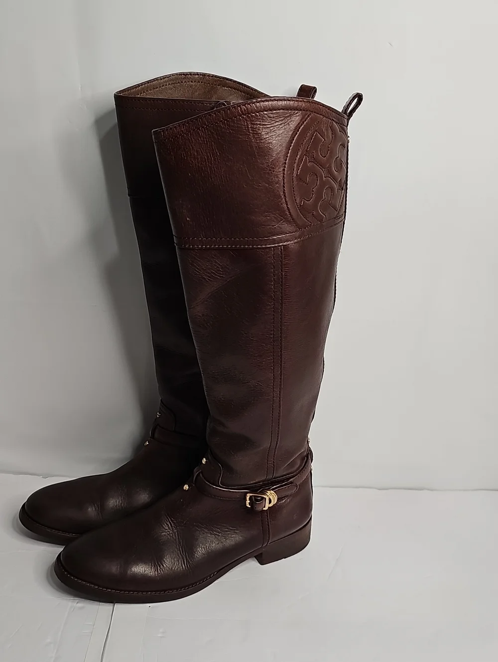 Tory Burch  Simone Dark Brown Leather Over-the-Knee Riding Boots.